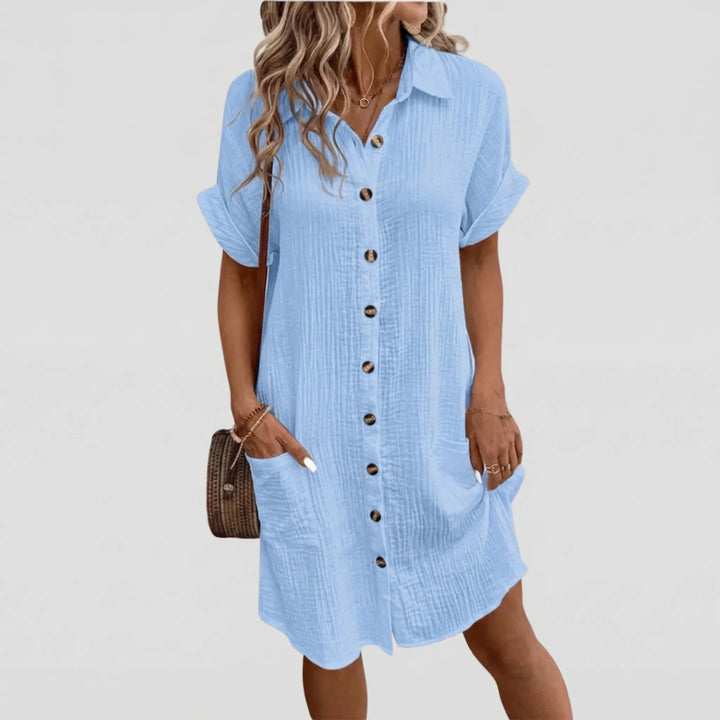 Structa - Vestido midi con cuello y botones en la parte delantera