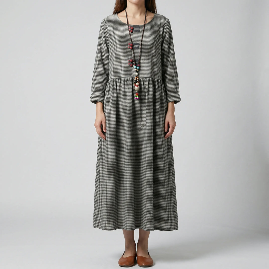 Swinova - Vestido largo de manga larga y talle alto