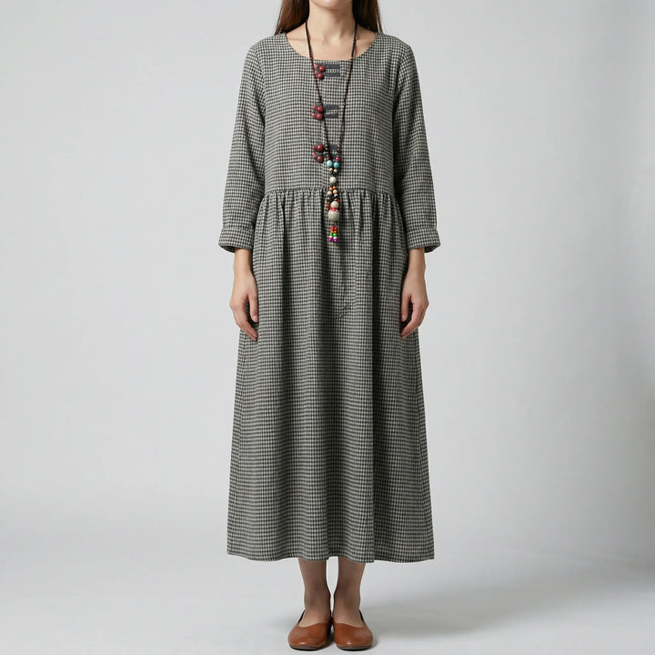 Swinova - Vestido largo de manga larga y talle alto