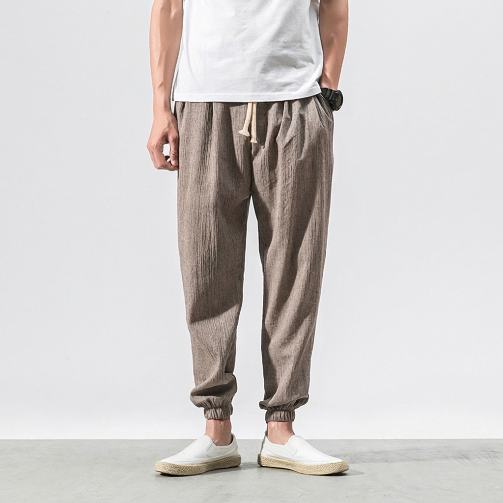 Pantalones Cómodos de Algodón y Lino – Ligeros para Uso Diario