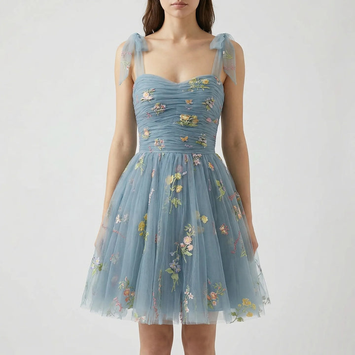 Tullevara - Vestido de gala de tul bordado