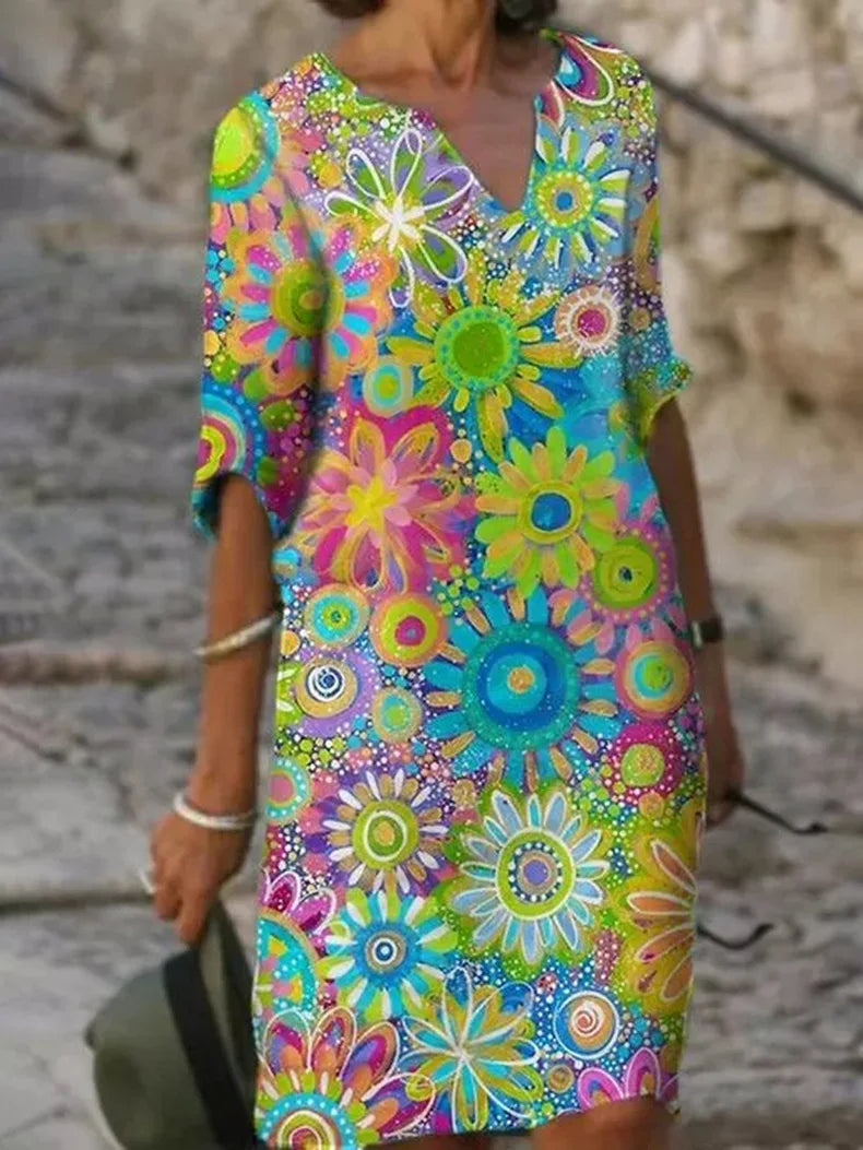 Vestido floral en V