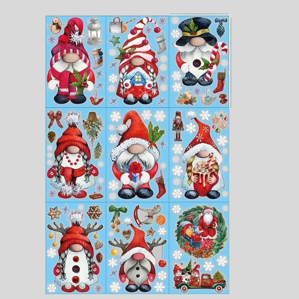 Conjunto de Calcomanías de Ventana XL – Tema Santa (9 Hojas)