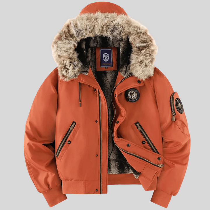 Chaqueta Bomber Acolchada con Capucha de Pelo Sintético