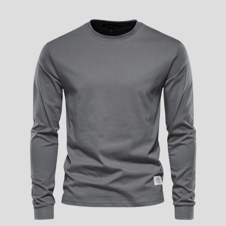 Camisa de Hombre de Mangas Largas con Cuello Redondo – Estilo Clásico Diario
