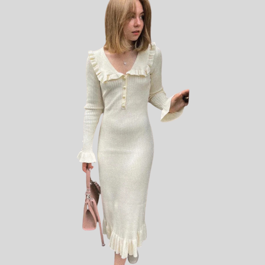 Vestido Maxi para Mujeres – Volante de Cintura Alta