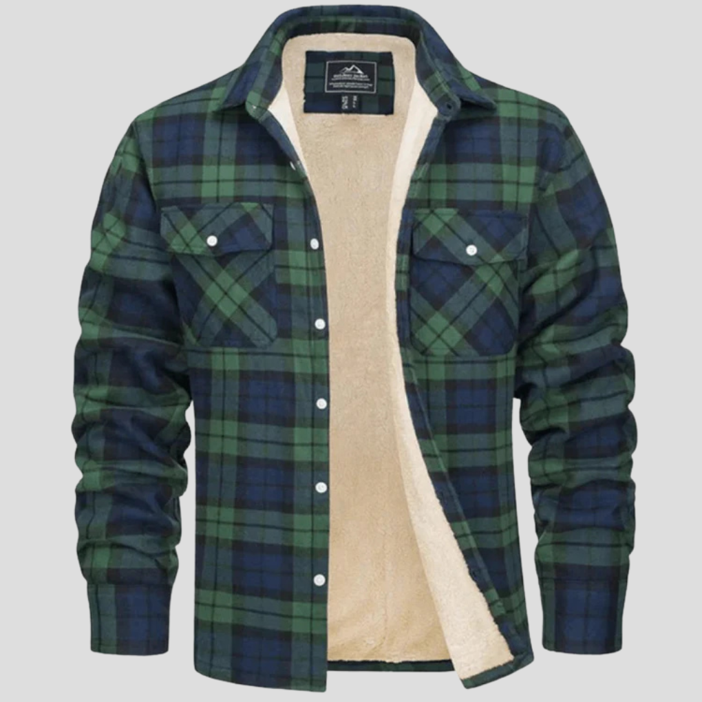 Chaqueta de cuadros para hombres con forro de forro polar