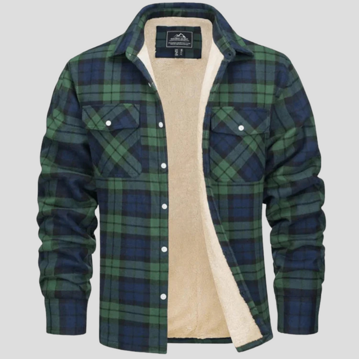 Chaqueta de cuadros para hombres con forro de forro polar