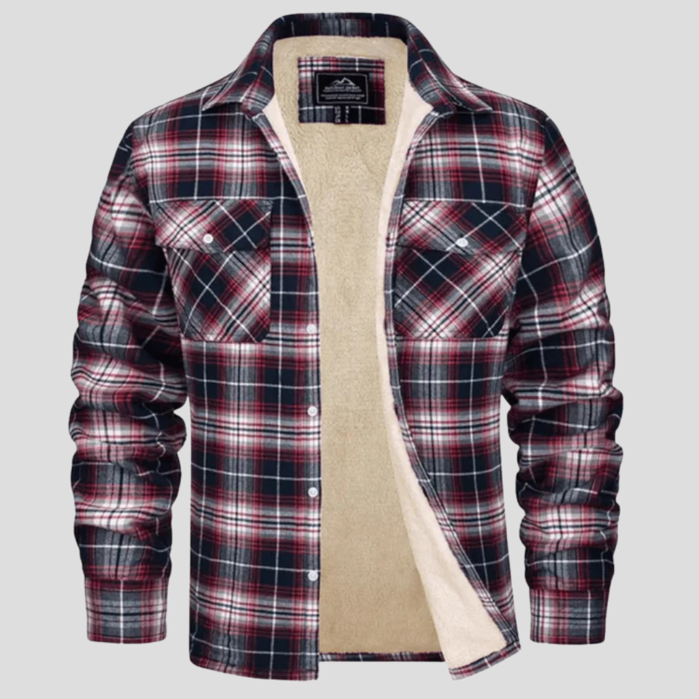 Chaqueta de cuadros para hombres con forro de forro polar