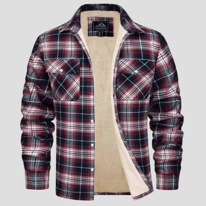 Chaqueta de cuadros para hombres con forro de forro polar