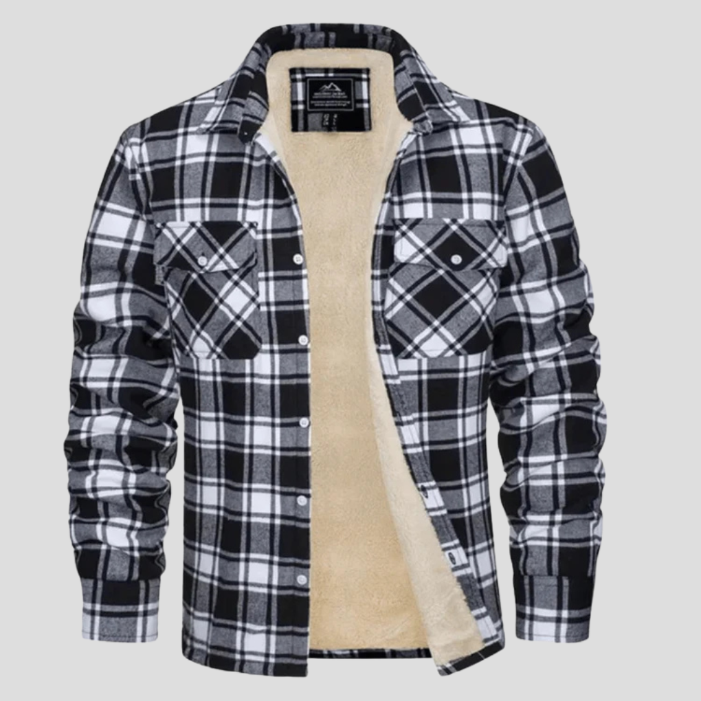 Chaqueta de cuadros para hombres con forro de forro polar