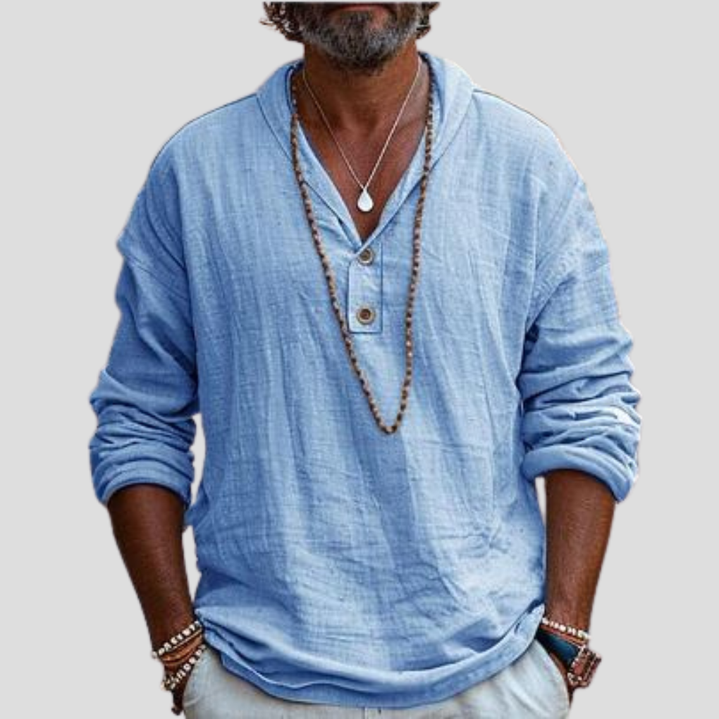 Camisa de Lino de Mangas Largas para Hombre – Diseño Refinado con Atractivo Casual