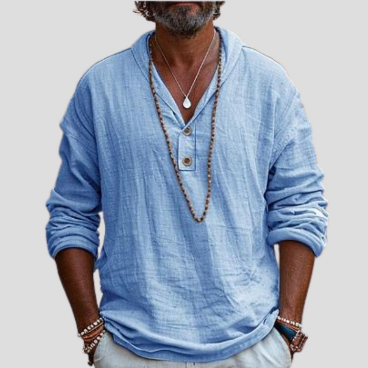 Camisa de Lino de Mangas Largas para Hombre – Diseño Refinado con Atractivo Casual