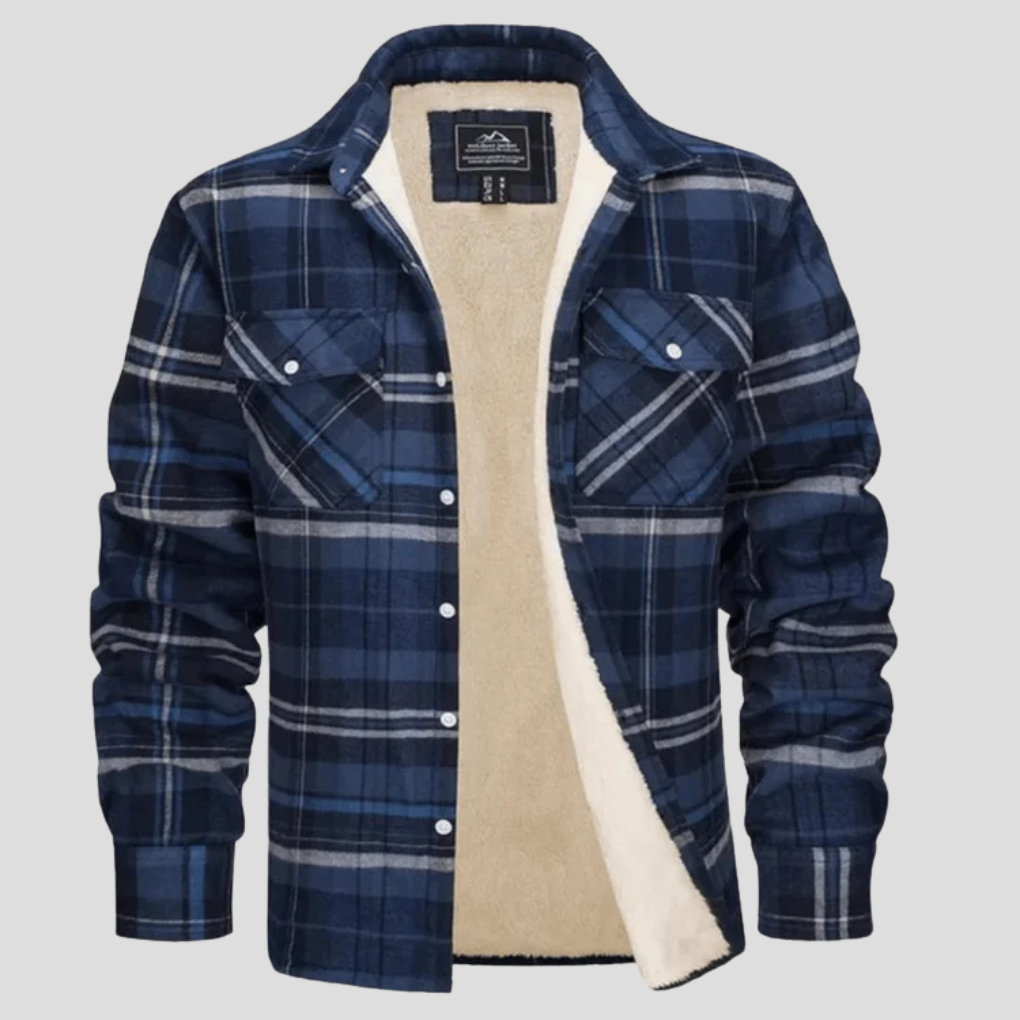 Chaqueta de cuadros para hombres con forro de forro polar