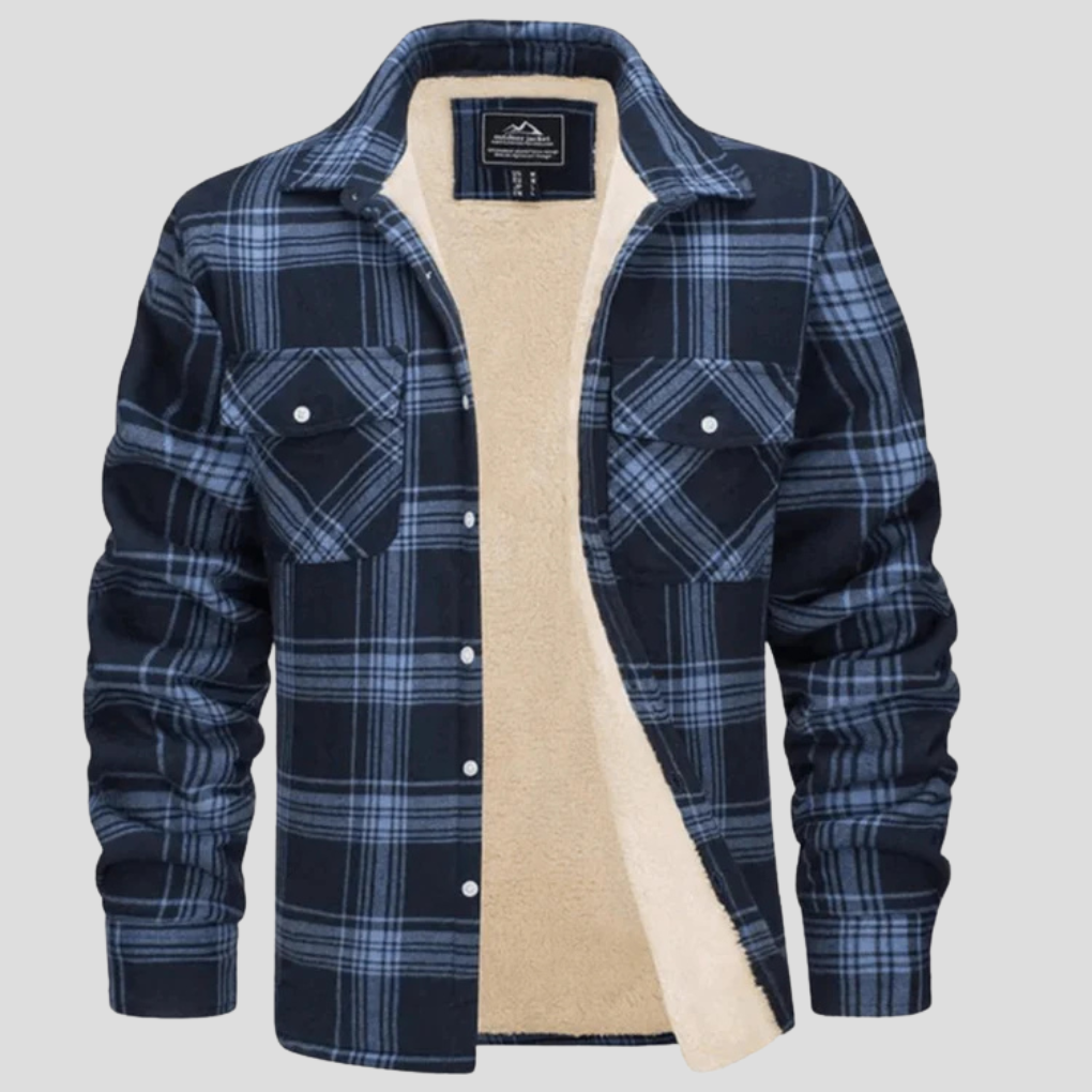 Chaqueta de cuadros para hombres con forro de forro polar