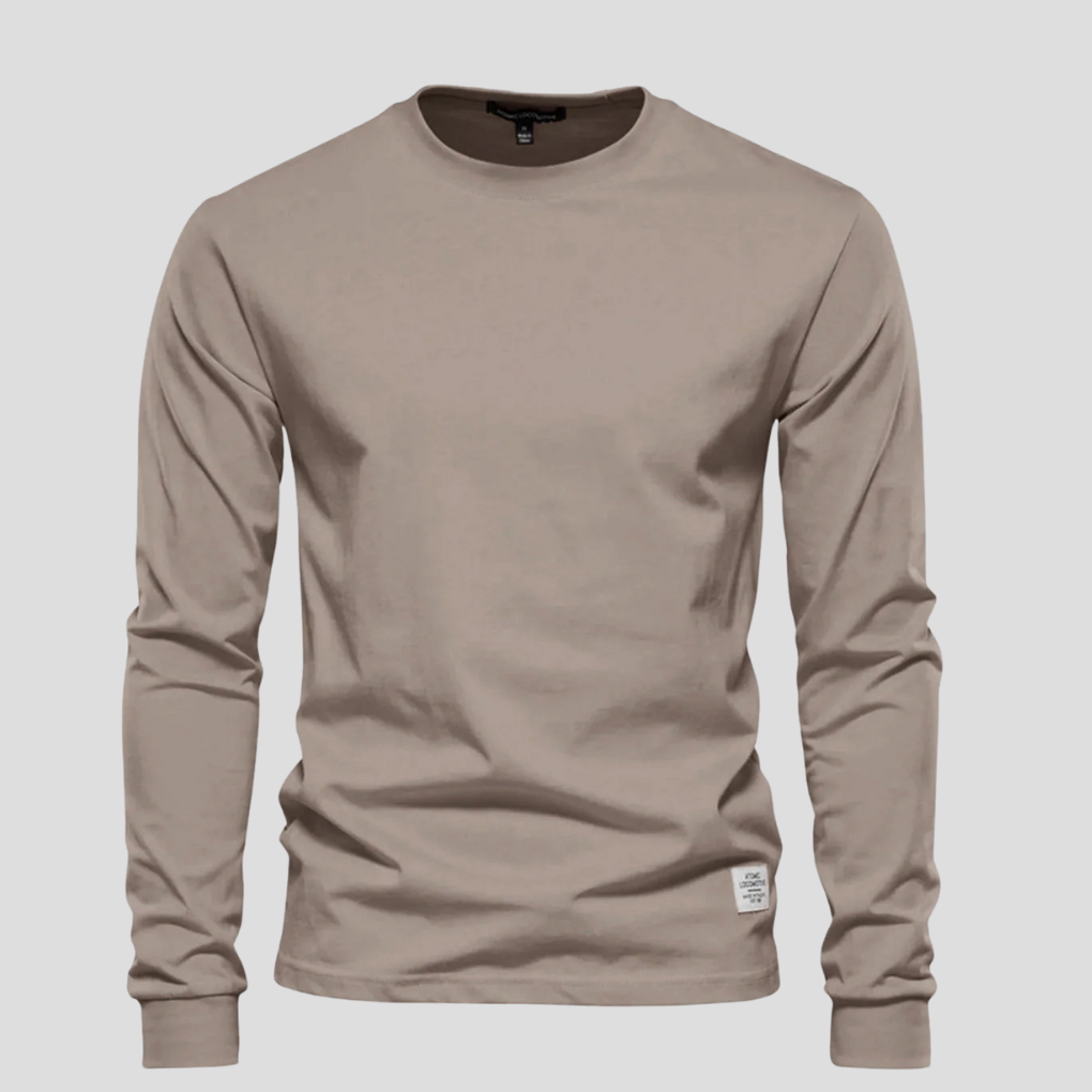 Camisa de Hombre de Mangas Largas con Cuello Redondo – Estilo Clásico Diario