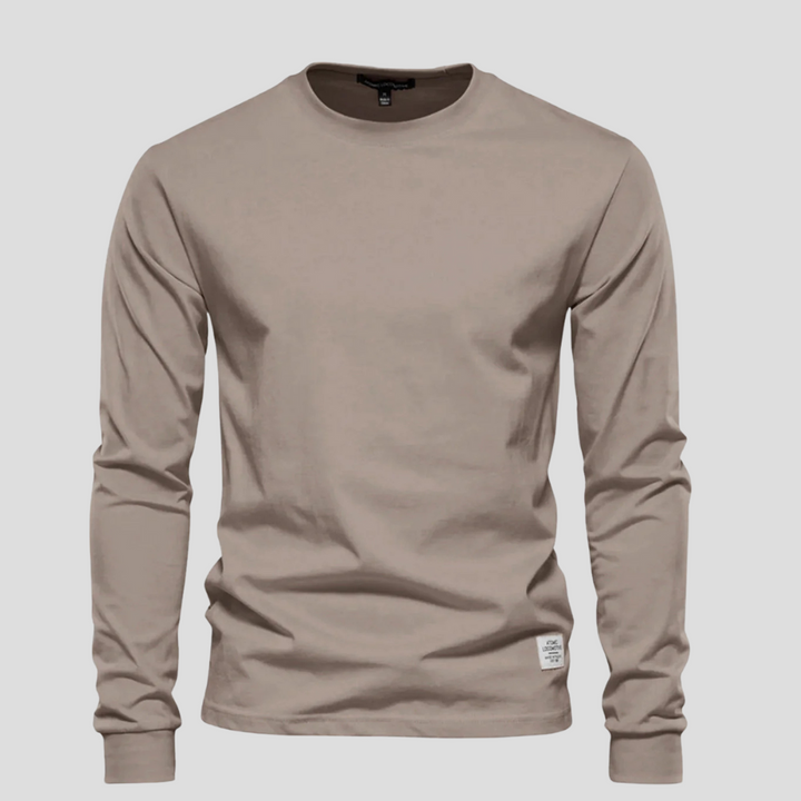 Camisa de Hombre de Mangas Largas con Cuello Redondo – Estilo Clásico Diario
