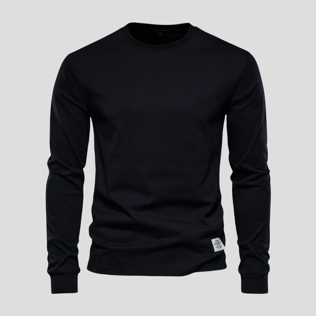Camisa de Hombre de Mangas Largas con Cuello Redondo – Estilo Clásico Diario