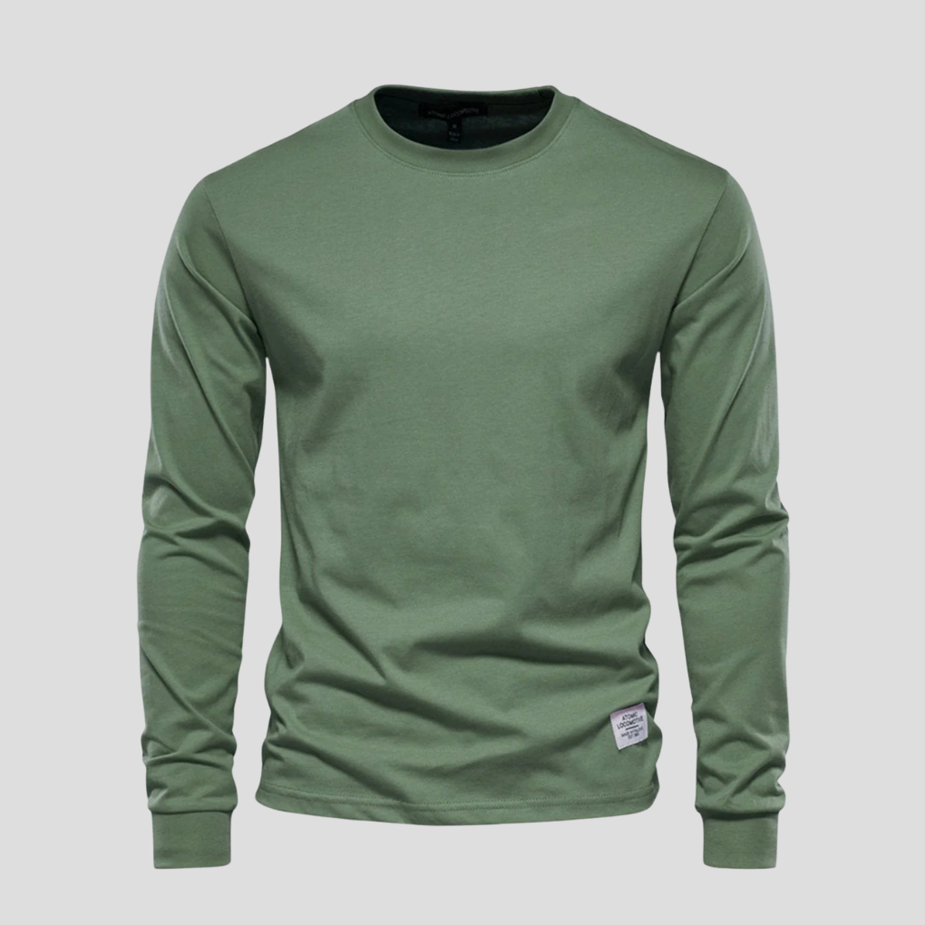 Camisa de Hombre de Mangas Largas con Cuello Redondo – Estilo Clásico Diario