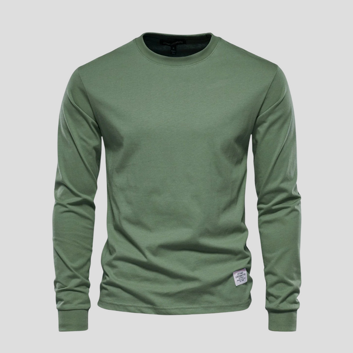 Camisa de Hombre de Mangas Largas con Cuello Redondo – Estilo Clásico Diario
