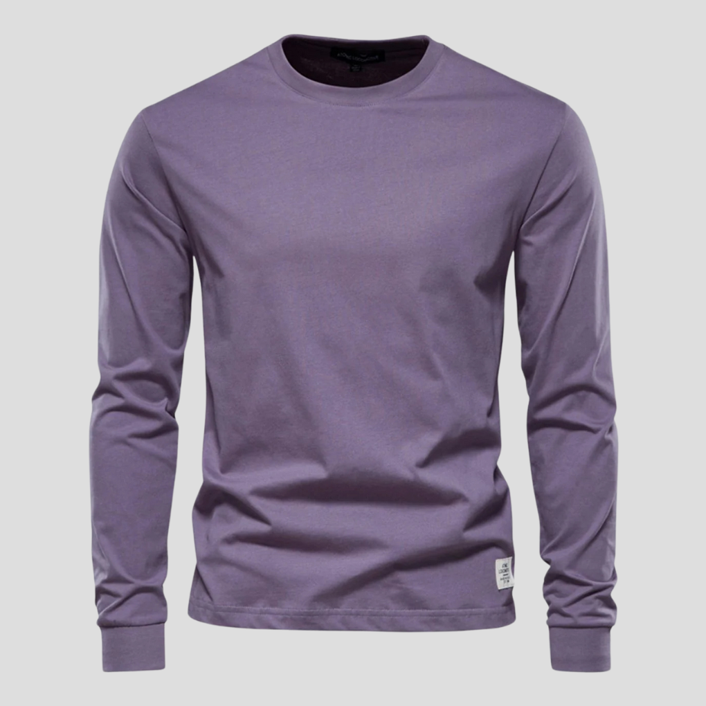 Camisa de Hombre de Mangas Largas con Cuello Redondo – Estilo Clásico Diario