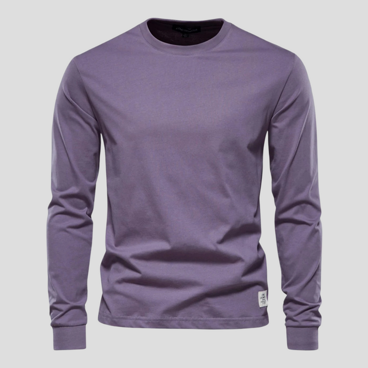 Camisa de Hombre de Mangas Largas con Cuello Redondo – Estilo Clásico Diario