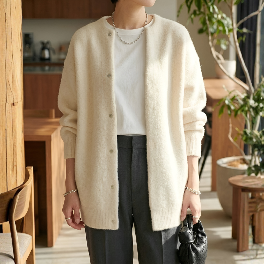 Chaqueta Minimal Suave de Punto para Mujeres