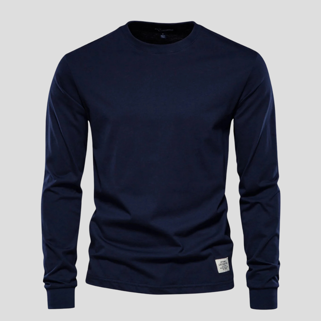 Camisa de Hombre de Mangas Largas con Cuello Redondo – Estilo Clásico Diario