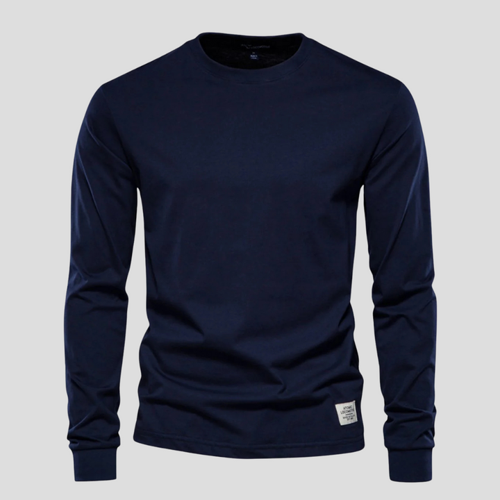 Camisa de Hombre de Mangas Largas con Cuello Redondo – Estilo Clásico Diario