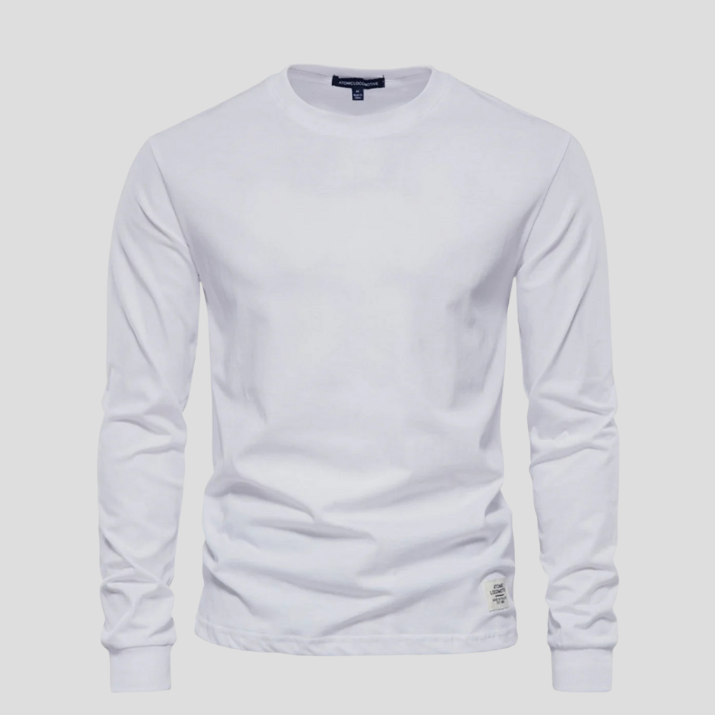 Camisa de Hombre de Mangas Largas con Cuello Redondo – Estilo Clásico Diario