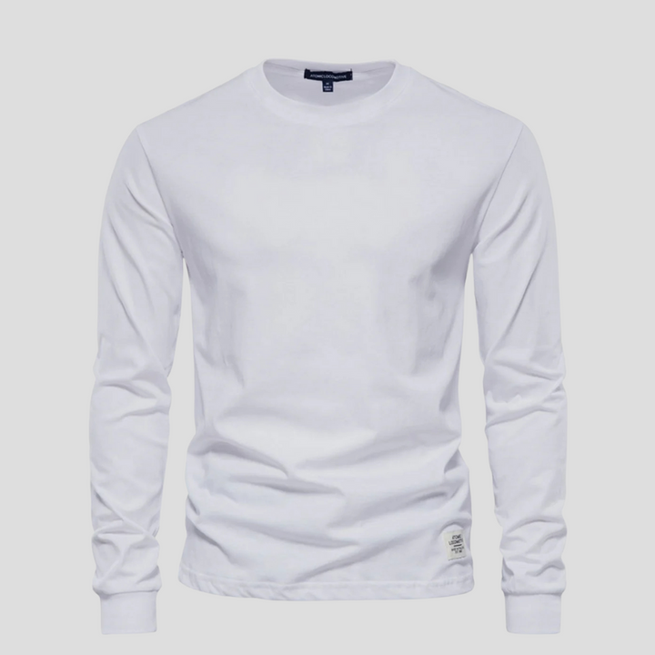 Camisa de Hombre de Mangas Largas con Cuello Redondo – Estilo Clásico Diario
