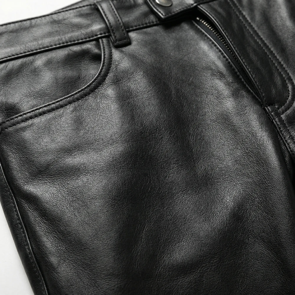 Veckro - Pantalones ajustados de piel sintética para hombre