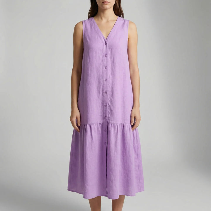 Velanthi - Vestido Midi Sin Mangas Con Cuello En V