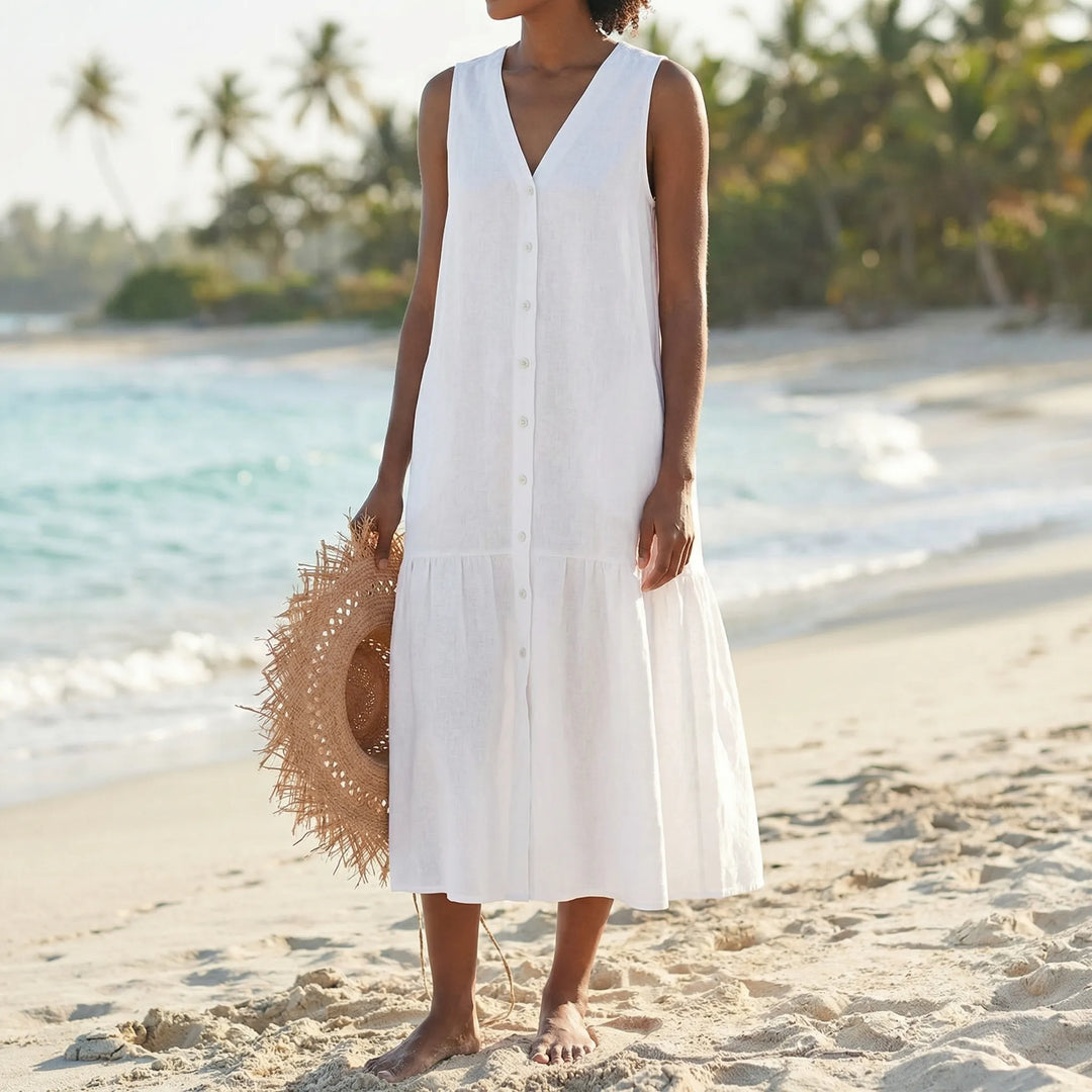 Velanthi - Vestido Midi Sin Mangas Con Cuello En V