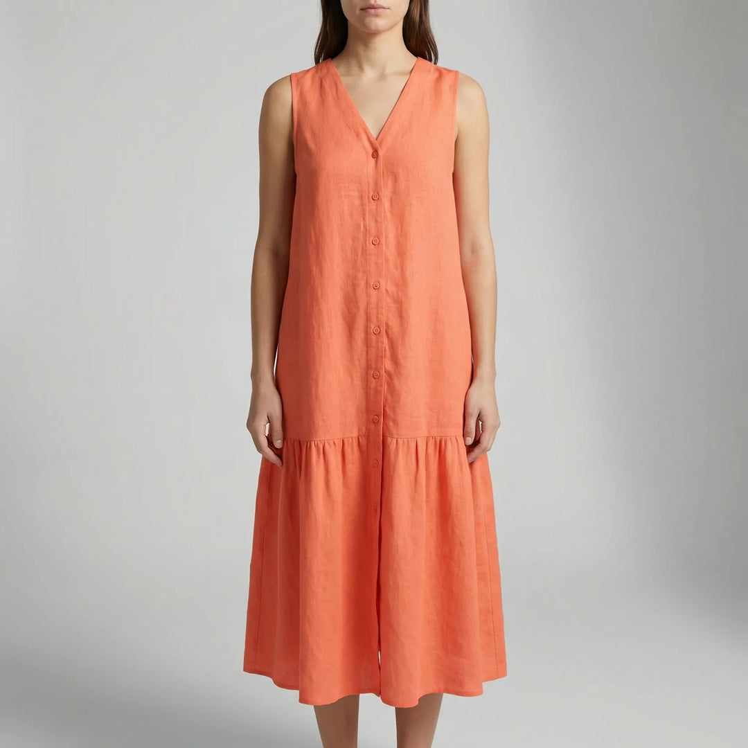 Velanthi - Vestido Midi Sin Mangas Con Cuello En V