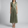 Vestido Midi Sin Mangas con Cuello en V Profundo para Mujeres