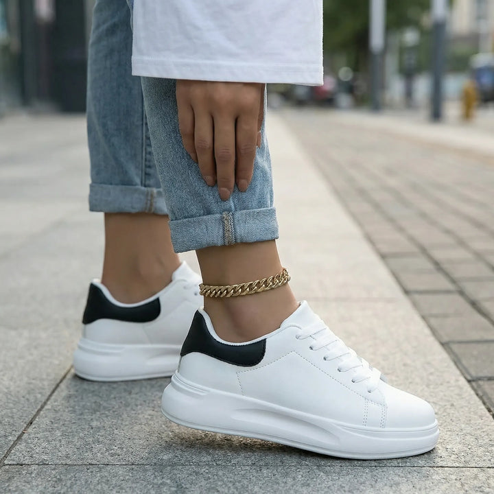 Velnora - Zapatillas minimalistas blancas con cordones