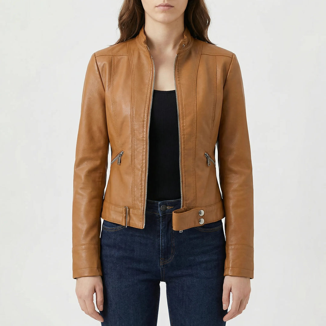 Velourex - Chaqueta estructurada estilo motociclista para mujer