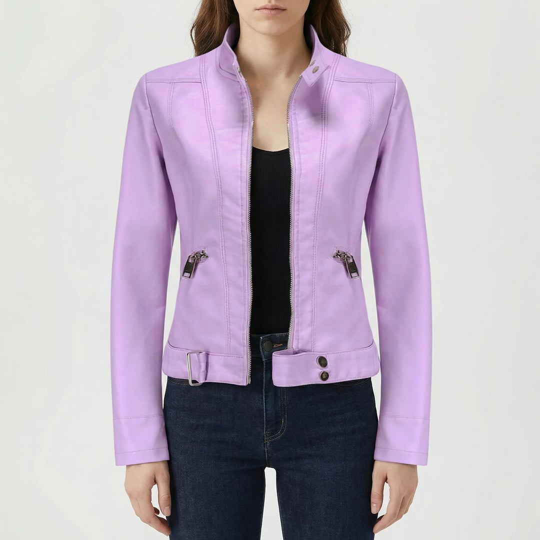 Velourex - Chaqueta estructurada estilo motociclista para mujer