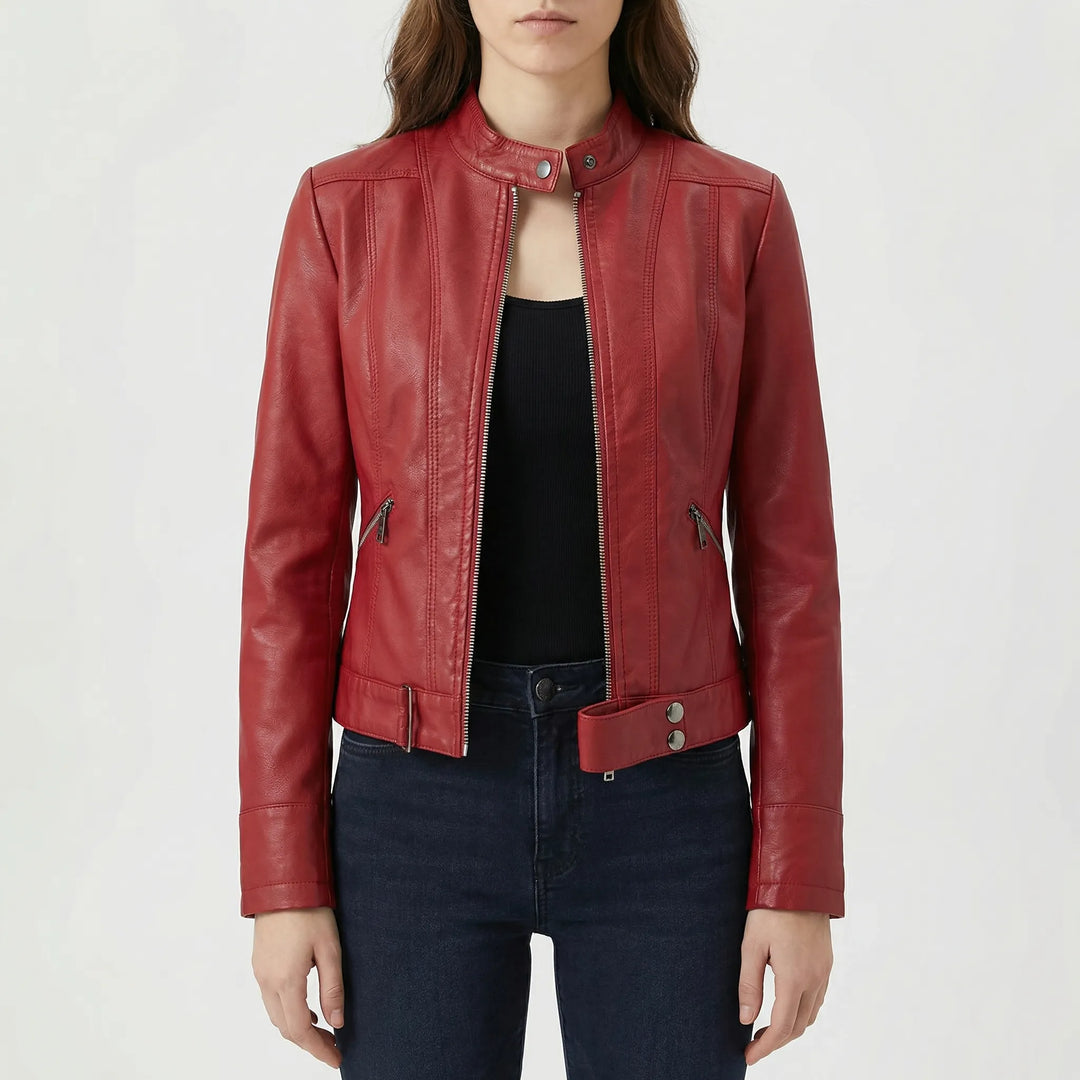Velourex - Chaqueta estructurada estilo motociclista para mujer