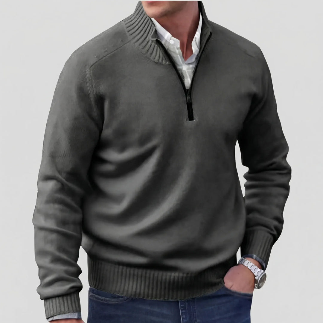 Velthorpe - Suéter de cuello alto con media cremallera para hombre