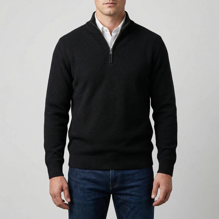 Velthorpe - Suéter de cuello alto con media cremallera para hombre