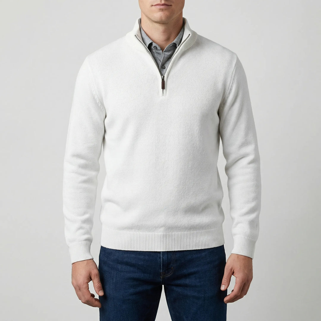Velthorpe - Suéter de cuello alto con media cremallera para hombre