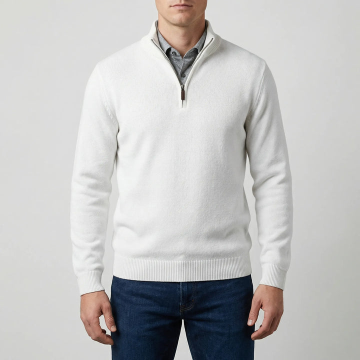 Velthorpe - Suéter de cuello alto con media cremallera para hombre