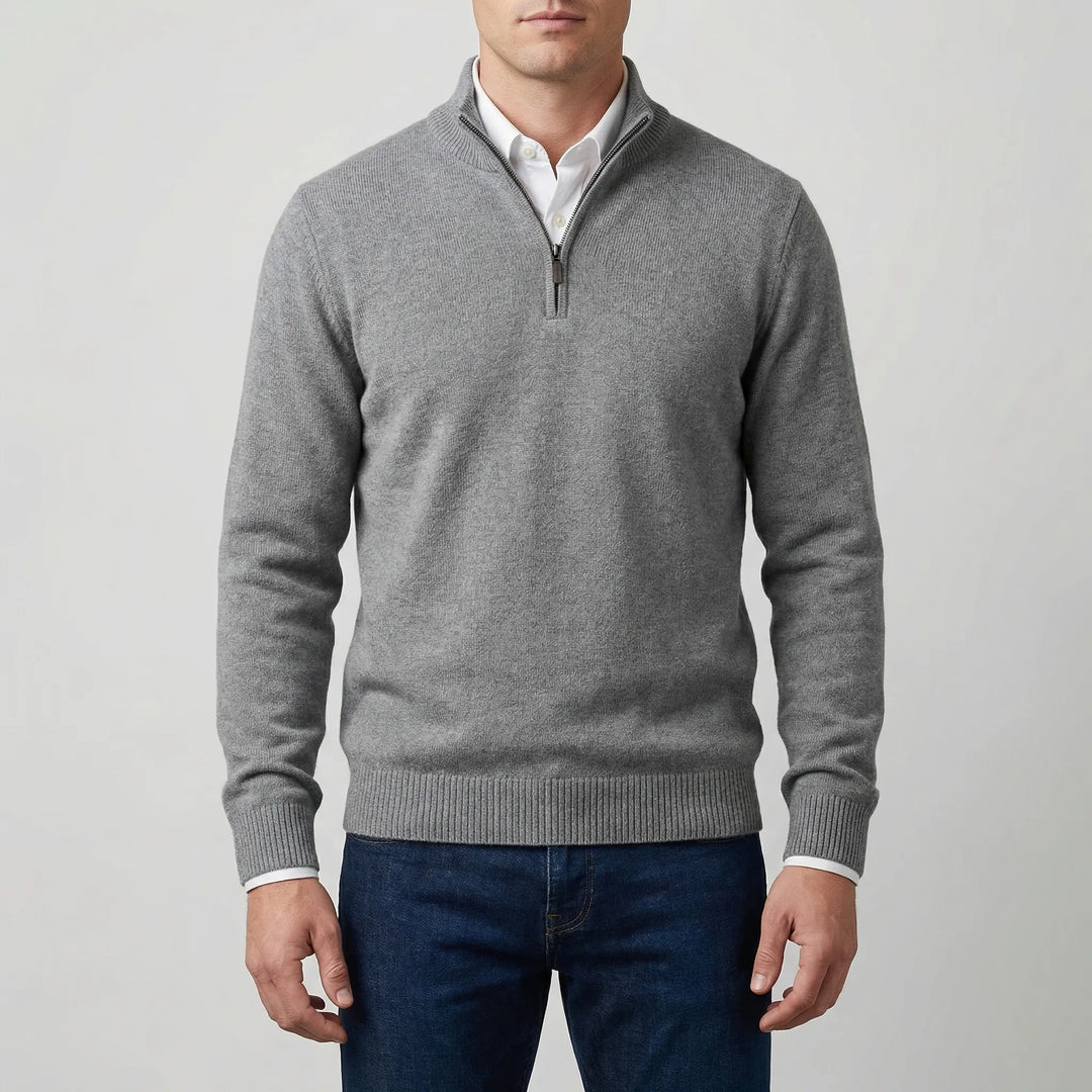 Velthorpe - Suéter de cuello alto con media cremallera para hombre