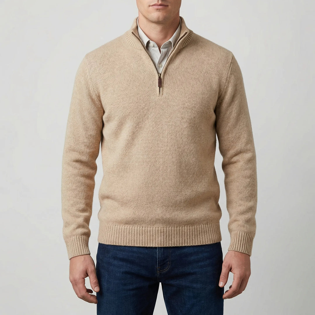 Velthorpe - Suéter de cuello alto con media cremallera para hombre