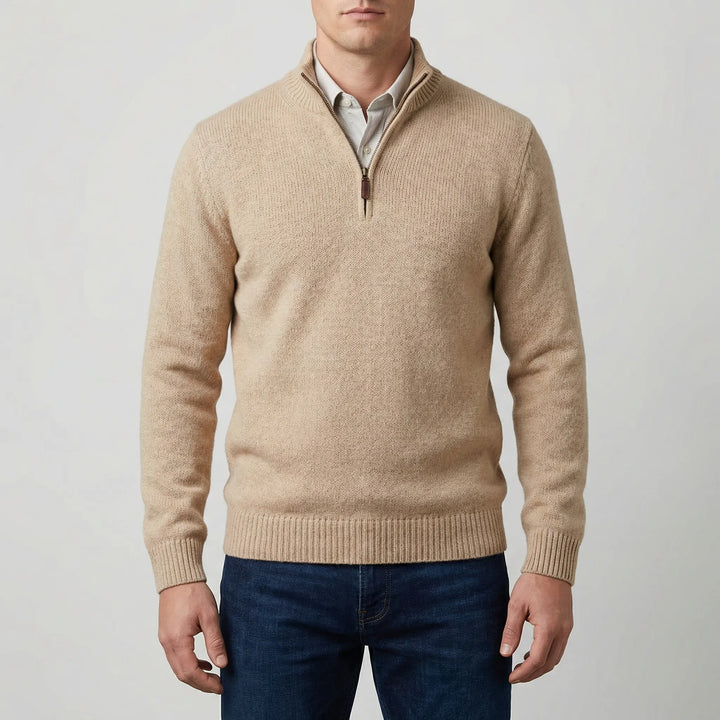 Velthorpe - Suéter de cuello alto con media cremallera para hombre