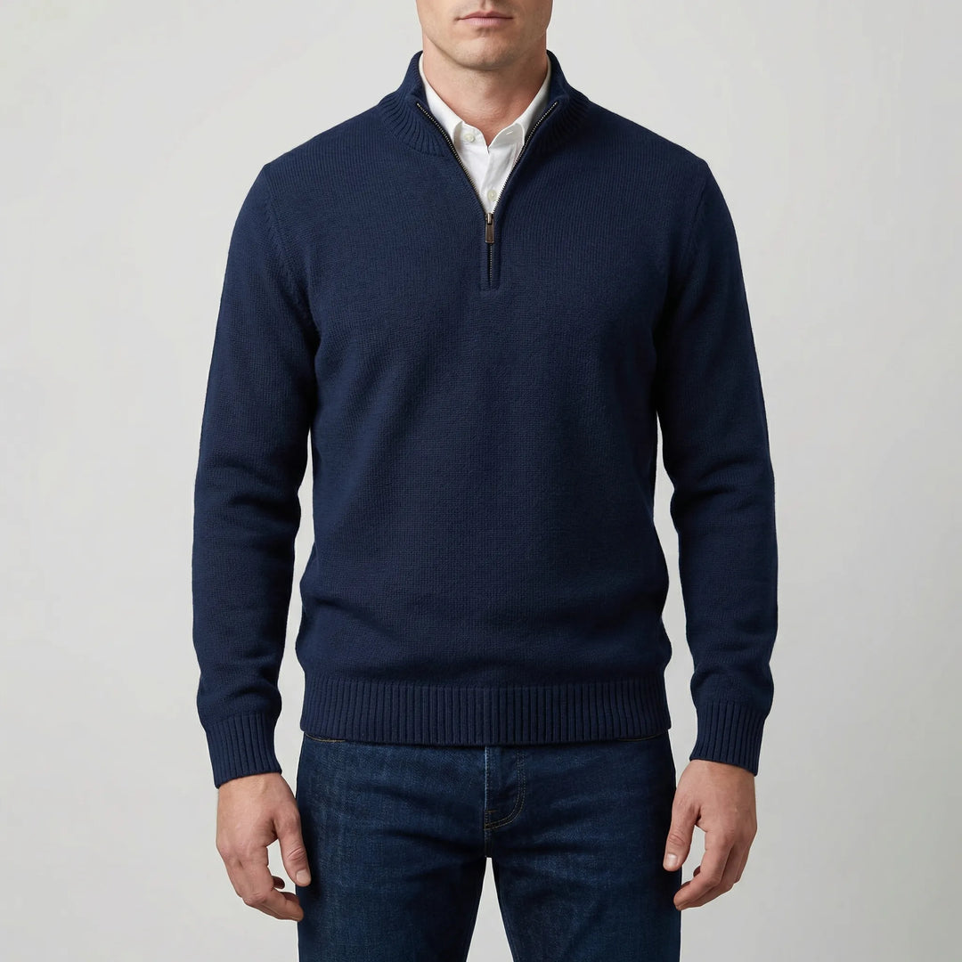 Velthorpe - Suéter de cuello alto con media cremallera para hombre