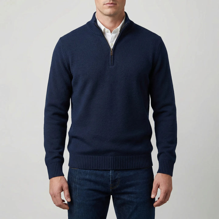Velthorpe - Suéter de cuello alto con media cremallera para hombre