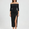 Vestido Midi Bodycon Sin Hombros